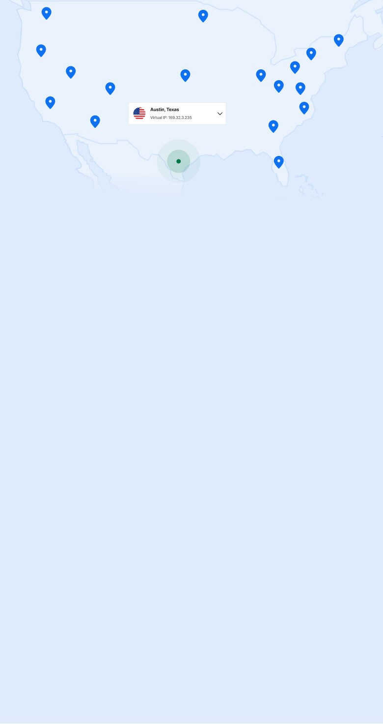 Harta SUA cu marcaje care indică locațiile serverelor