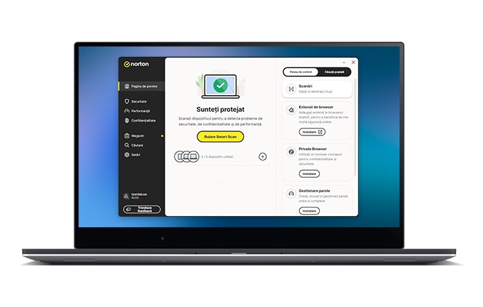 Imagine macbook dispozitivul meu norton este protejat.